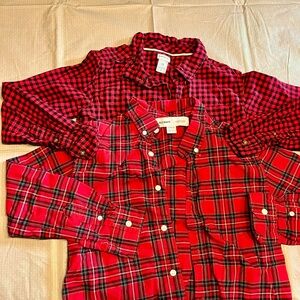 2 boys plaid long sleeve shirts size 10/12
